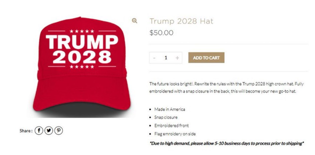 Donald Trump lansează șepci cu mesajul ”Trump 2028”, disponibile la prețul de 50 de dolari fiecare! 1 foto donald trump scoate la vanzare cu 50 de dolari bucata sepci cu inscriptia trump 2028 680b22b6b7a5f