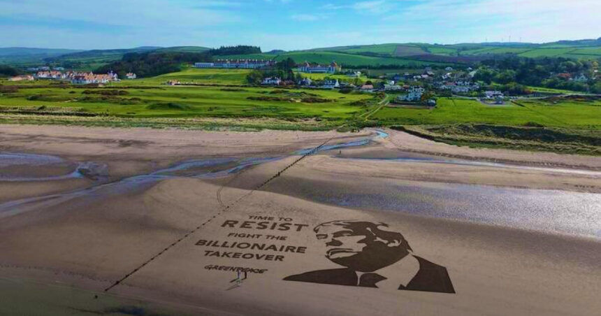 Demonstrație Greenpeace pe terenul de golf Trump Turnberry din Scoția: „E momentul să ne opunem - o bătălie împotriva puterii miliardarilor” 1 protest greenpeace pe terenul de golf trump turnberry din scotia timpul sa rezistam lupta impotriva dominatiei miliardarilor 6812458398293