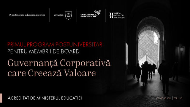 Universitatea Româno-Americană și Envisia-Business School dezvăluie premierul program de formare pentru membrii consiliilor, avizat de Ministerul Educației 1 universitatea romano americana si envisia business school lanseaza primul program de profesionalizare a membrilor de board acreditat de ministerul educatiei 6808ac7188220