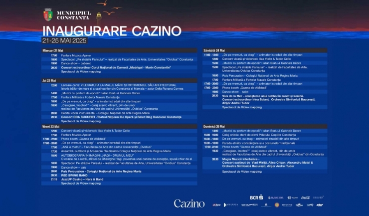 Cinci zile de festivități la Constanța, celebrate cu ocazia reinaugurării Cazinoului 1 cinci zile de sarbatoare la constanta cu ocazia redeschiderii cazinoului 68260d5c3c873