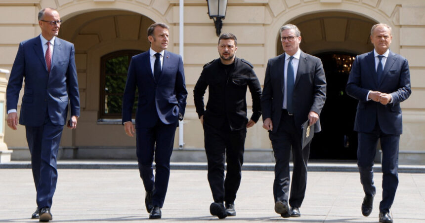 Secretele întâlnirii de la Kiev: Strategiile liderilor europeni pentru a câștiga susținerea lui Trump în fața lui Putin 1 culisele intalnirii de la kiev cum au obtinut liderii europeni sprijinul lui trump pentru ultimatumul dat lui putin politico 681fc5783cefa