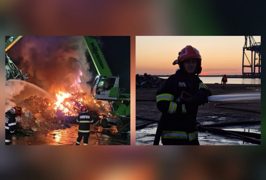 Flăcări devastatoare în Portul Constanța Sud Agigea: Pompierii în acțiune timp de ore întregi pentru a stinge un incendiu care a mistuit 800 de tone de deșeuri feroase. 1 foto video incendiu in portul constanta sud agigea pompierii s au luptat cu flacarile mai multe ore focul a distrus 800 de tone de deseuri feroase 683aa353227f1