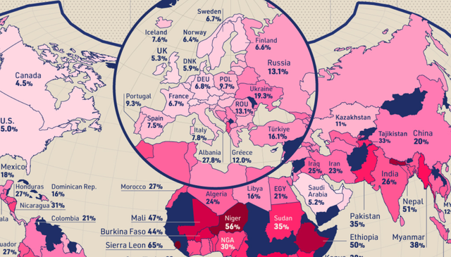 „Explorarea economiei ascunse: România depășește media globală și europeană, la fel ca Rusia, din cauza birocrației și impozitelor ridicate” 1 harta economiei subterane romania exact ca rusia e peste media globala si mult peste cea europeana motive birocratia si taxele mari 6829ccef7d833