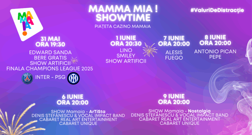 Mamaia Constanța dă startul verii cu un program vibrant: Concerte în aer liber și vedete de renume în Piațeta Cazino! 1 omd mamaia constanta a pregatit programul pentru prima luna de distractie a verii concerte in aer liber si artisti de top in piateta cazino 6835bfc778ace
