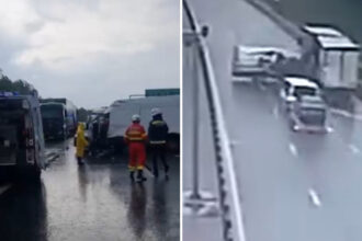 video accident grav de pe a1 arad momentul in care un autotren un microbuz si autoutilitara de 35 tone se ciocnesc 68260bcd495fe