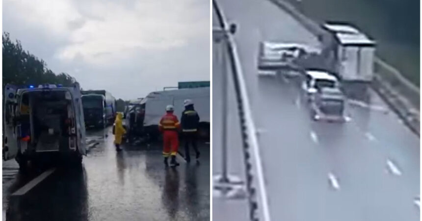 Coliziune dramatică pe A1, în Arad: Impactul devastator dintre un autotren, un microbuz și o autoutilitară de 3,5 tone 1 video accident grav de pe a1 arad momentul in care un autotren un microbuz si autoutilitara de 35 tone se ciocnesc 68260bcd495fe
