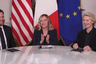 video meloni incearca sa faca e280b3pode280b3 intre ue si sua intr o trilaterala cu von der leyen si vance 682a0845e817b