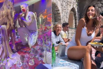 video robbie williams in genunchi in fata madalinei ghenea gestul facut de artist la o petrecere exclusivista 682581c9e2c12