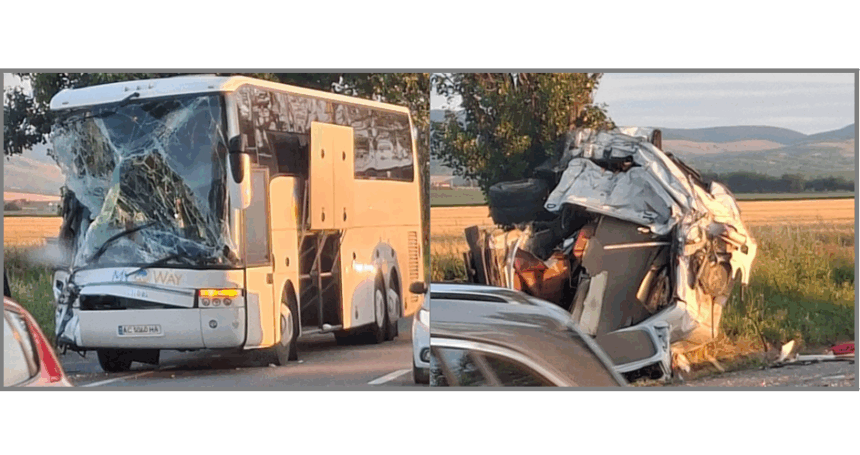 Coliziune fatală: microbuz și autocar cu 60 de ucraineni se ciocnesc, o viață curmată 1 accident grav intre un microbuz si un autocar cu 60 de ucraineni o persoana a murit 68622d12181cb