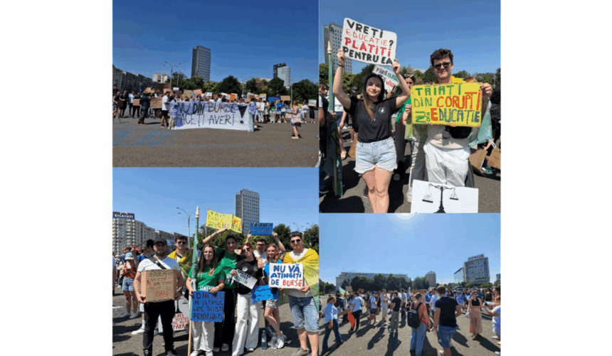 Tinerii protestează pe străzi împotriva măsurilor guvernamentale: Bursele nu se transformă în bogății! 1 elevii si studentii ies in strada impotriva taierilor pregatite de guvern nu din burse strangi averi 6860f079da9c6
