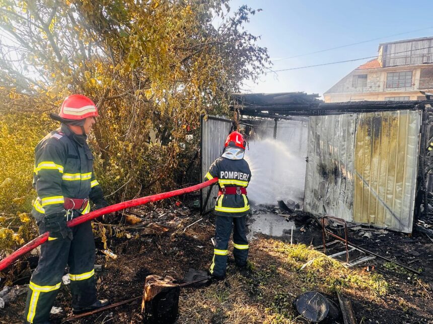 Flăcări devastatoare în Tulcea: Garaj distrus și vegetație mistuită pe o suprafață de 200 mp 1 foto video incendiu in judetul tulcea au ars un garaj auto si vegetatie uscata pe 200 mp 6858462204dd6