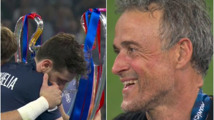 Kvaratskhelia și momentul său amuzant în fața trofeului Ligii Campionilor care l-a făcut pe Luis Enrique să zâmbească 1 gestul facut de kvaratskhelia in fata trofeului champions league l a amuzat pe luis enrique 683b75b34bad1