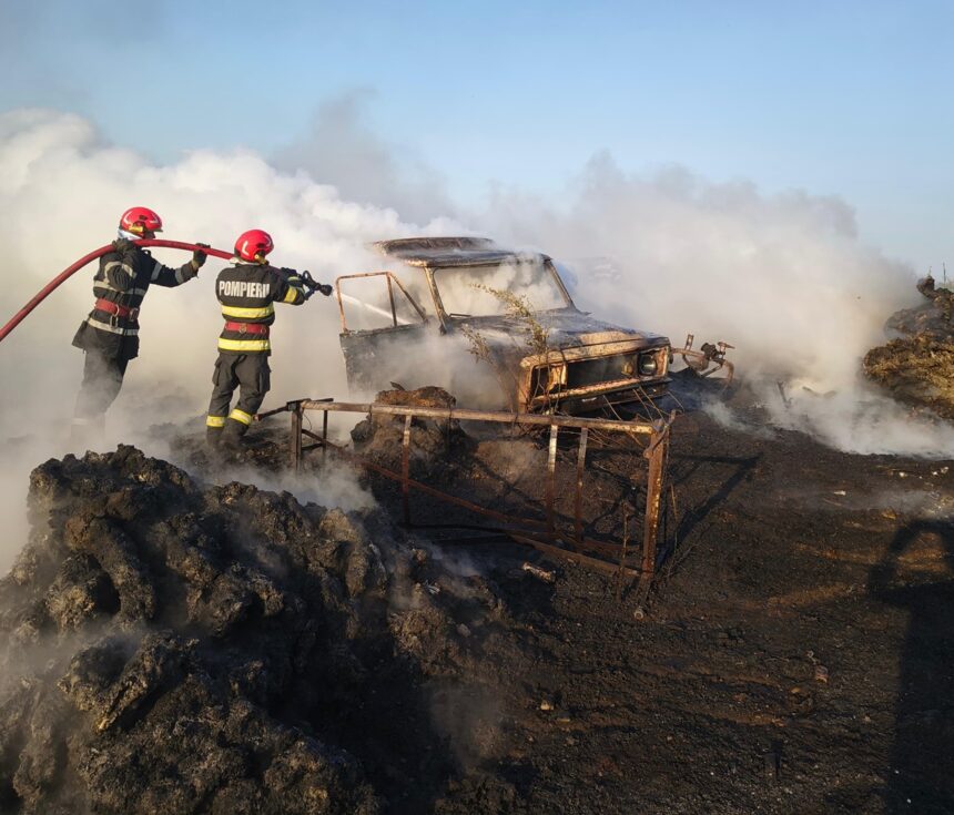 Foc devastator în Babadag: Flăcările înghit un ARO, dar pompierii salvează utilajele agricole! 1 incendiu puternic de vegetatie uscata in babadag un aro mistuit de flacari pompierii au reusit sa salveze utilajele agricole 6853119f5203e