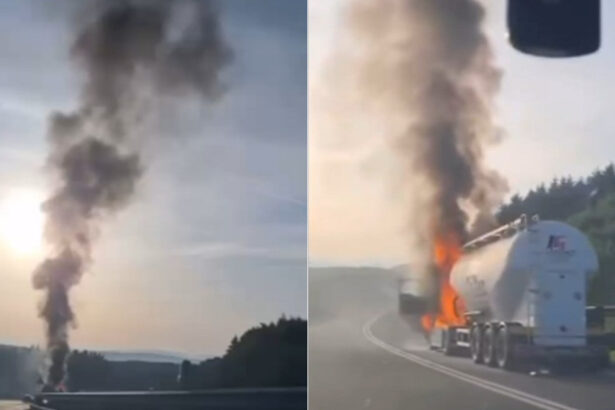 video camion cu ciment cuprins de flacari in cluj incendiul a izbucnit la cabina vehiculului 684150f5398c5