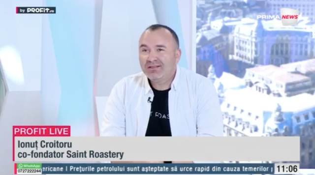 Ionuț Croitoru, co-fondator Saint Roastery: Caféaua de specialitate în România reprezintă sub 10% din consumul total, iar concurența e redusă. Ne propunem să ne extindem în Băneasa Mall! 1 video profit ro tv ionut croitoru co fondator saint roastery in romania cafeaua de specialitate este sub 10 din consumul total de cafea competitia este foarte mica vrem sa ne extindem in 6862101538941