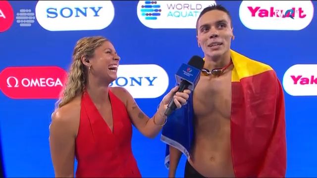 David Popovici, bucurie și emoție după câștigarea medaliei de aur la proba de 100 m liber la Campionatul Mondial din Singapore! 1 foto david popovici prima reactie dupa ce a cucerit aurul si la 100 m liber la mondialul din singapore 688b5f203d9e8