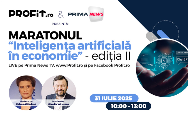 Maratonul Profit: „Inteligența Artificială în Economia Modernă” - Ediția a II-a. Cum pot organizațiile să integreze AI fără a afecta locurile de muncă sau identitatea profesională? Ce beneficii financiare aduce AI în domeniile retail, logistică, resurse umane și producție? Care profesii sunt amenințate? 1 maratonul profit inteligenta artificiala in economie editia a ii a cum pot companiile sa adopte ai fara a periclita locurile de munca sau identitatea cat de rentabila este 68883a5aceac5