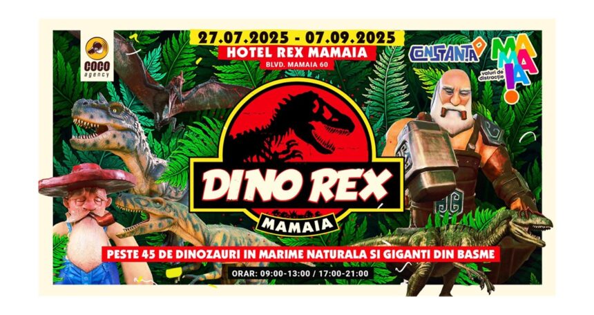 OMD Mamaia-Constanța dezvăluie o expoziție captivantă: Dino Rex Mamaia – o aventură interactivă în lumea preistorică, în apropierea celebrului Hotel Rex. 1 omd mamaia constanta anunta lansarea expozitiei intitulate dino rex mamaia o experienta preistorica interactiva in fata emblematicului hotel rex 6882450cef816
