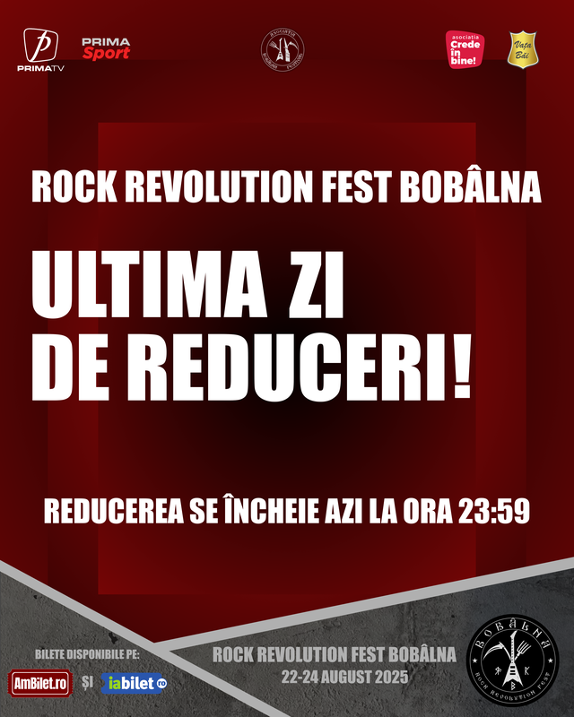 Captură reducerile la biletele pentru Festivalul Rock Revolution de la Bobâlna! 1 prinde reducerile la biletele pentru rock revolution fest bobalna 688ae016decd7