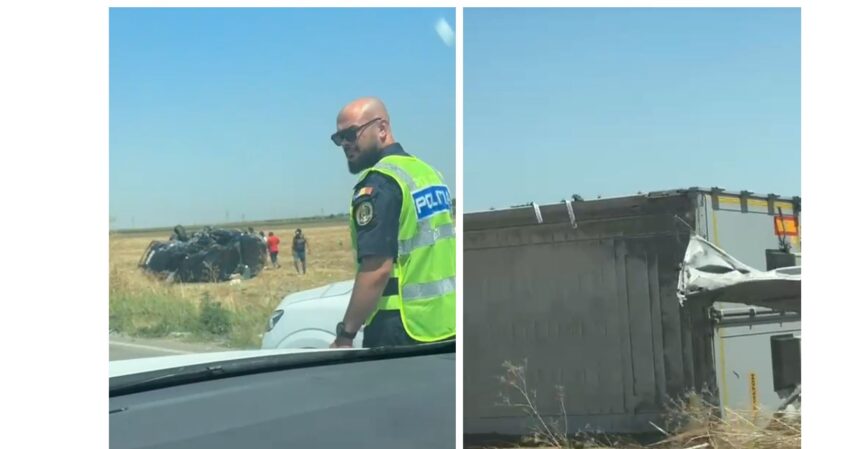 Coliziune spectaculoasă la intrarea în Mihail Kogălniceanu: un autoturism s-a răsturnat! 1 video accident rutier la intrarea in mihail kogalniceanu o masina s a rasturnat 68835718ddf18