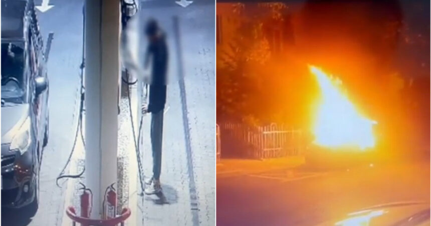 Bărbat din București, prins în flagrant după ce a dat foc mașinii fostei partenere. Imagini surprinse în momentul în care umplea o sticlă cu combustibil. 1 video barbat din capitala retinut dupa ce a incendiat masina fostei iubite suspectul filmat in timp ce umplea o sticla cu benzina 6884bb1da34b8