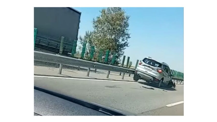 Incident pe Autostrada Soarelui A2: Cauciucul unui Ford Kuga a cedat în plină viteză 1 accident pe a2 autostrada soarelui unui ford kuga i a explodat cauciucul 68a85a49350a0