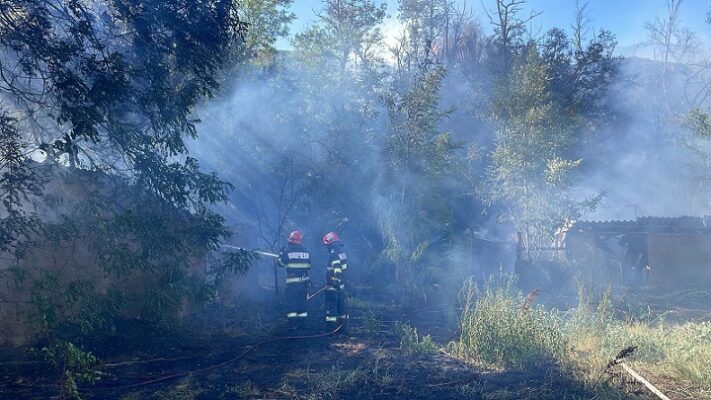 Flăcările din Mahmudia: Vegetația uscată a aprins anexe gospodărești! 1 foto incendiu in localitatea mahmudia extins de la vegetatie uscata la anexe gospodaresti 68a77c6c2ed0e