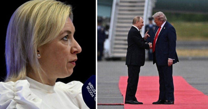 Zaharova își bate joc de mass-media din Occident după întâlnirea lui Trump cu Putin pe covorul roșu în Alaska: „Sunt într-o panică completă” 1 galerie foto zaharova ironizeaza presa occidentala dupa ce trump l a primit pe putin cu covor rosu in alaska se afla intr o frenezie totala 68a0289b22bab