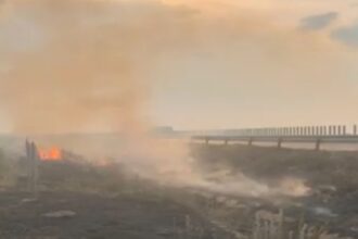 un tronson din autostrada a2 inchis temporar din cauza unui incendiu de vegetatie 6899e043c1156