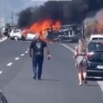 Incendiu devastator pe autostrada grecească: Două vehicule în flăcări după un accident serios 2 video accident grav pe o autostrada din grecia doua masini au luat foc 68a31df21d933