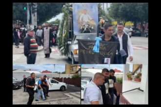 barbatul ucis in timpul confruntarii dintre doua grupuri de rromi condus pe ultimul drum suspecti incatusati escortati de politie la slujba de inmormantare 68cacaf5b069a