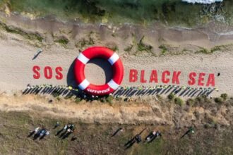 protest cu zeci de activisti greenpeace pe plaja din vama veche 68d0e68abba83
