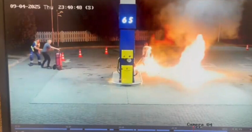 video un barbat a incendiat pompa de alimentare a unei benzinarii din timis si a aruncat combustibil aprins pe un angajat 68bbfa75ecce4