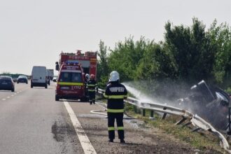 alerta pe autostrada a2 aproape de valu lui traian anvelopele unui autotren au luat foc in mers 68ec8c565c96d