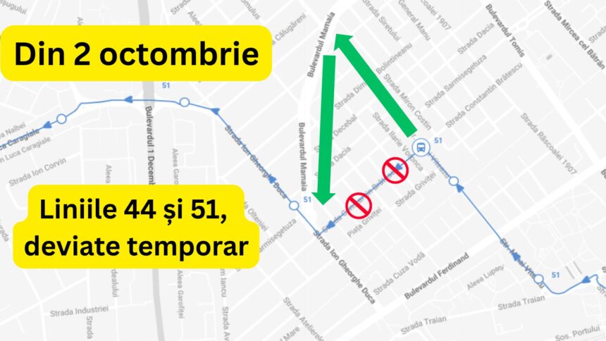 CT Bus își modifică traseele: află cum vor circula liniile 44 și 51! 1 ct bus anunta ca liniile 44 si 51 vor circula deviat vezi aici care este traseul 68dcfd0e411b9