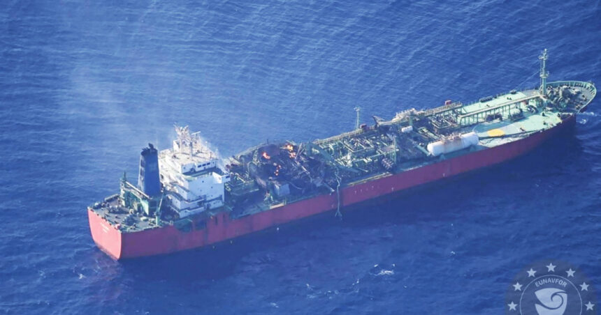 Tragedie pe mare: o explozie devastatoare pe un vas de transport GPL în Golful Aden, cu doi marinari dispăruți. 1 explozie la bordul unui vas care transporta gpl in golful aden doi marinari sunt dati disparuti 68f6547851c6d