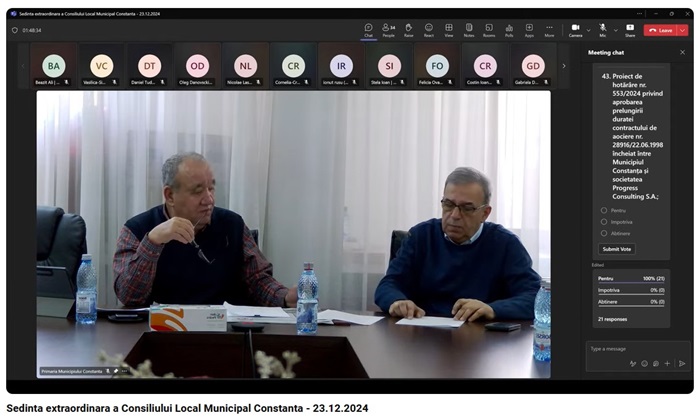 Primarul Vergil Chițac a reunit Consiliul Local Constanța pentru o întâlnire virtuală, discutând despre tariful gigacaloriei, reconversia unei foste școli în centre pentru servicii publice și salariile consilierilor. 1 primarul vergil chitac a convocat consiliul local constanta in sedinta online pretul gigacaloriei transformarea unei foste scoli in spatii pentru servicii publice si indemnizatiile consilierilor p 68fa75a2008fa