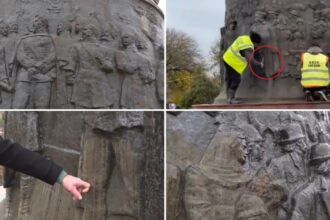 video situatie incredibila in focsani un monument din bronz a fost curatat cu perii de sarma muncitorii s au ales cu plangere penala 692211ae418f6