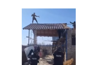 video un barbat s a urcat pe acoperisul casei cu sabie si scut si a amenintat mascatii cum s a terminat scena rupta din filme 69b5bc2cb9bc8